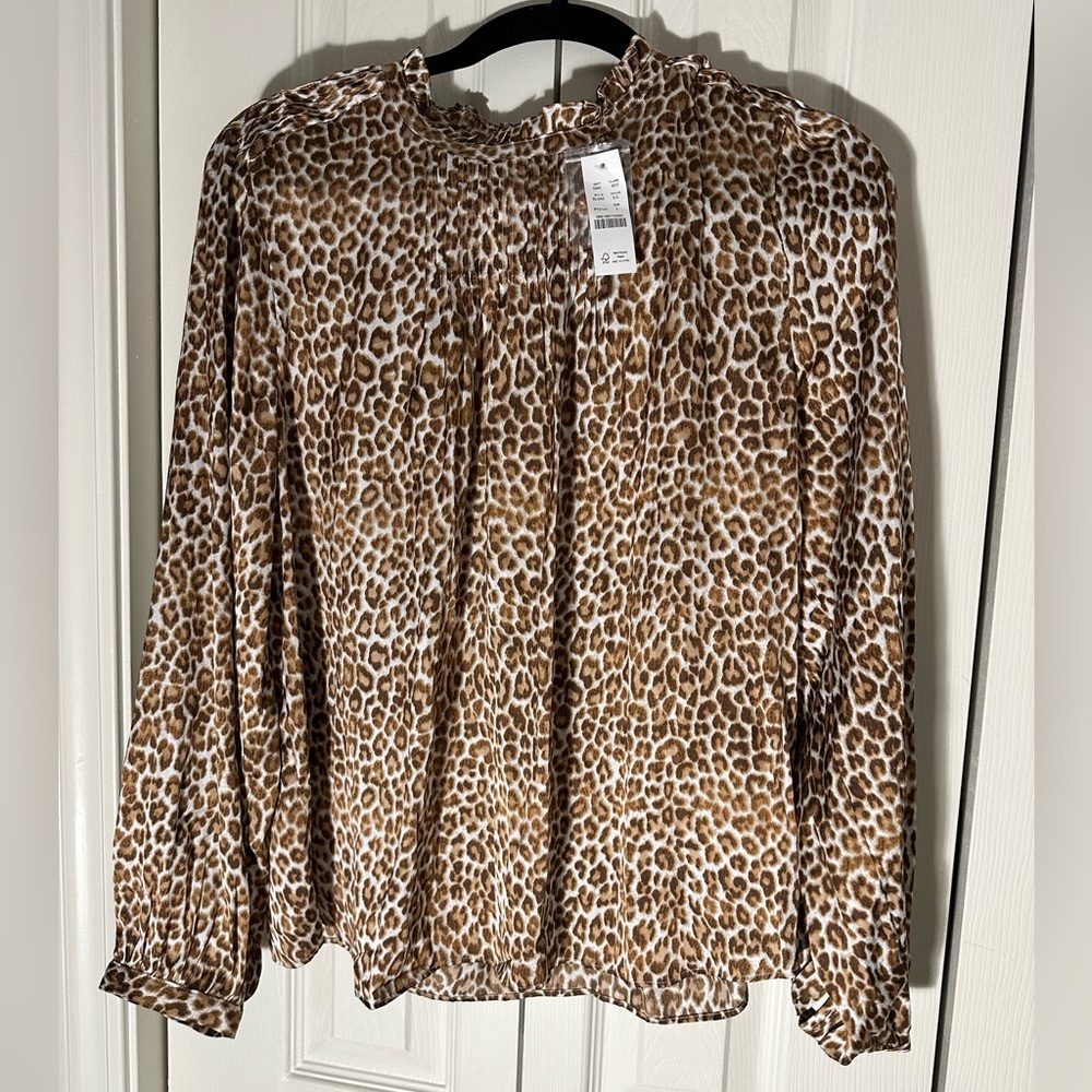J. Crew Brown Leopard Print Blouse